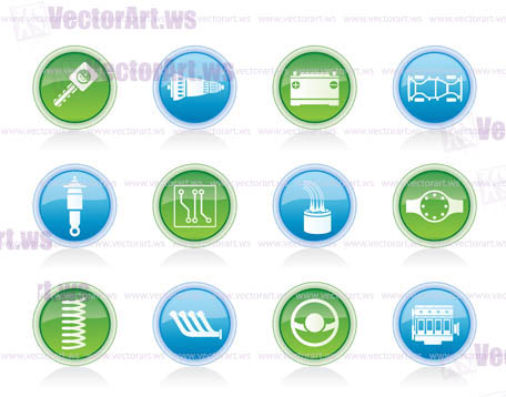 Realistic Car Parts and Services icons - Vector Icon Set 2