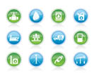 oil and petrol industry objects icons - vector icon set