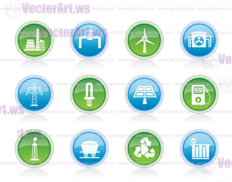 Power and electricity industry icons - vector icon set