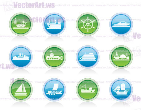 different types of boat and ship icons - Vector icon set