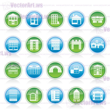 different kinds of houses and buildings - Vector Illustration