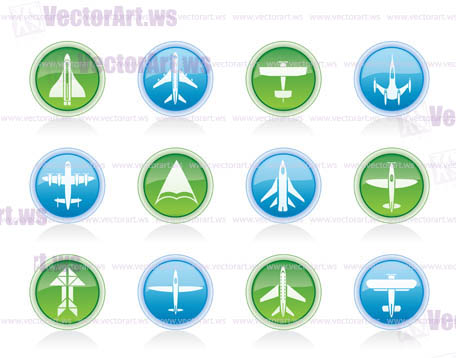 different types of plane icons - vector icon set