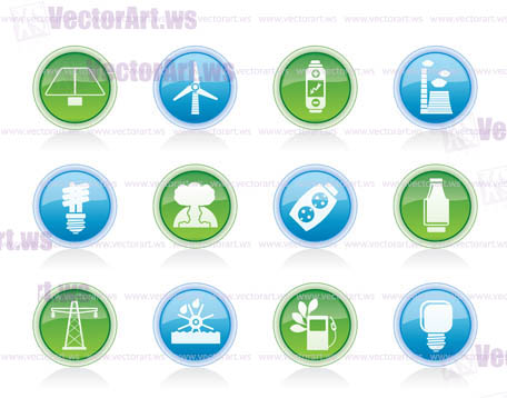 Power, energy and electricity icons - vector icon set