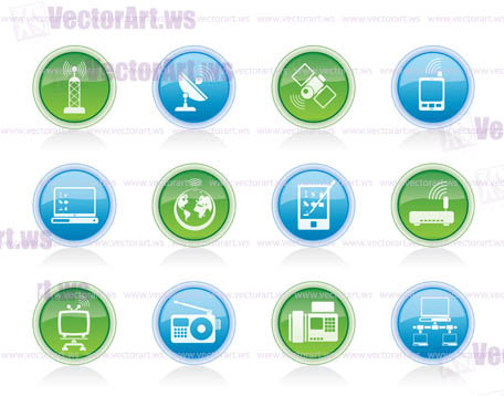 communication and technology icons - vector icon set