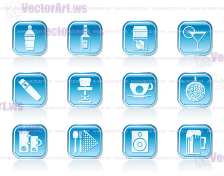 Night club, bar and drink icons - vector icon set