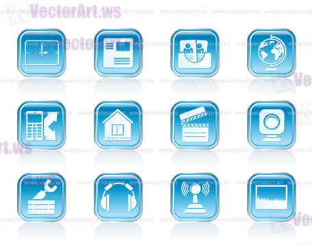 Mobile phone and computer icons - vector icon set