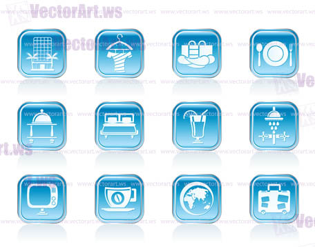Hotel, motel and holidays icons - vector icon set