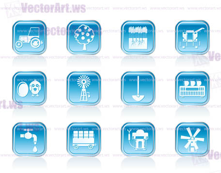 farming industry and farming tools icons - vector icon set