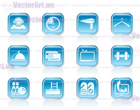 hotel and motel amenity icons vector icon set