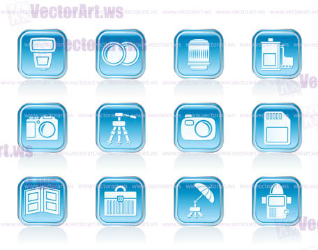 Photography equipment icons - vector icon set