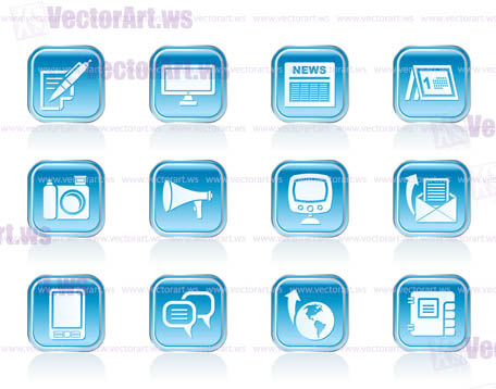 Communication channels and Social Media icons - vector icon set