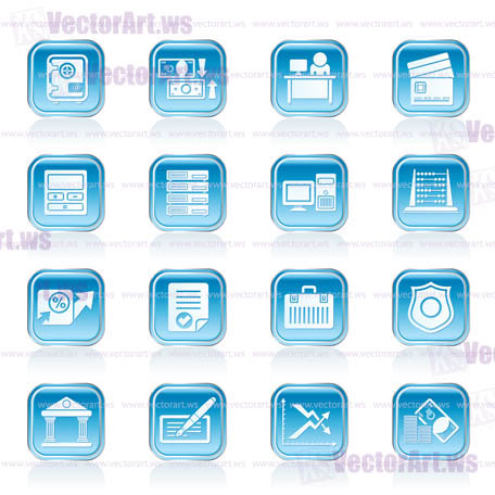 bank, business, finance and office icons - vector icon set