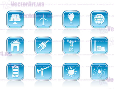 power, energy and electricity icons - vector icon set