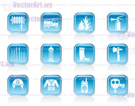 fire-brigade and fireman equipment icon - vector icon set