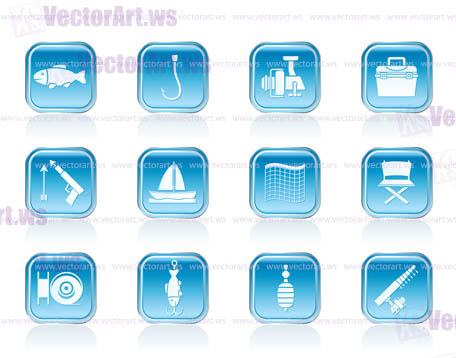 Fishing and holiday icons - vector icon set