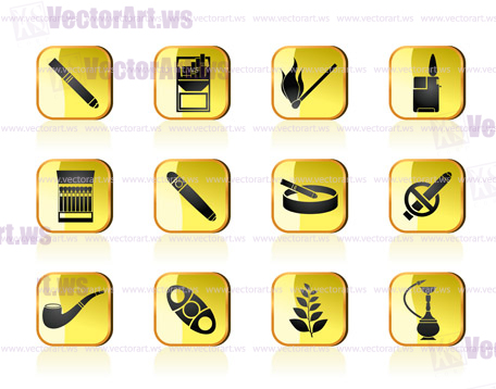 Smoking and cigarette icons - vector icon set