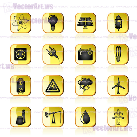 Power and electricity industry icons - vector icon set