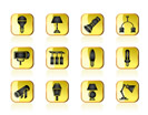 different kind of lighting equipment - vector icon set