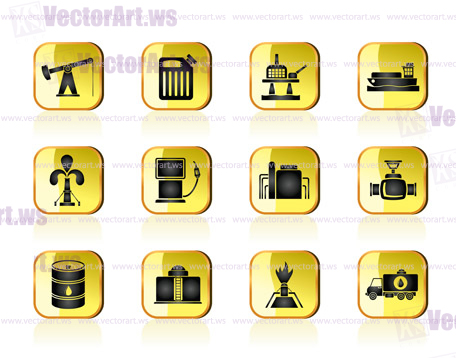 Oil and petrol industry icons - vector icon set