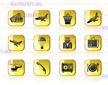 Airport and travel icons - vector icon set