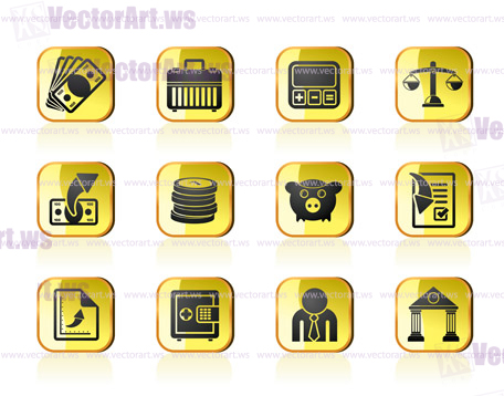 Bank, business and finance icons - vector icon set