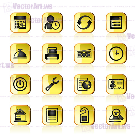 reservation and hotel icons - vector icon set