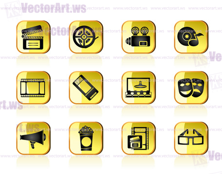 Movie theatre and cinema icons - vector icon set