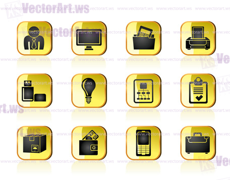 Business and office equipment icons - vector icon set