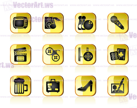 Leisure activity and objects icons - vector icon set