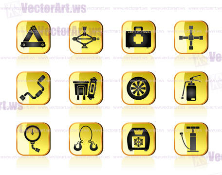 car and transportation equipment icons - vector icon set