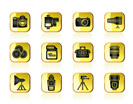 Photography equipment and tools icons - vector icon set
