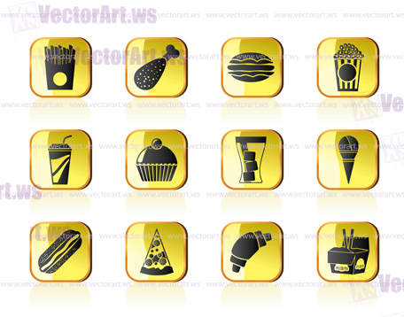 fast food and drink icons - vector icon set