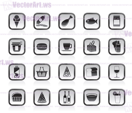 Shop and Foods Icons - Vector Icon Set