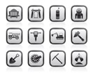 Mining and quarrying industry objects and icons - vector icon set