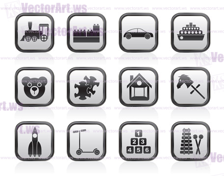 Different Kinds of Toys Icons - Vector Icon Set