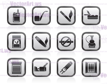 Smoking and cigarette icons - vector icon set