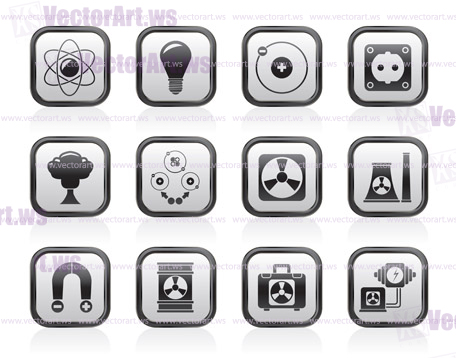 Atomic and Nuclear Energy Icons - vector icon set