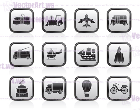 Travel and transportation icons - vector icon set