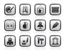 Fine art objects icons - vector icon set