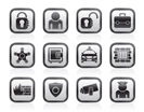 social security and police icons - vector icon set