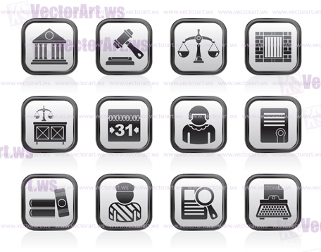 Justice and Judicial System icons - vector icon set