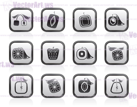 Abstract square fruit icons - vector icon set