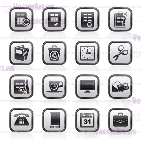 Business and office tools icons - vector icon set