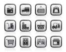 Storage, transportation, cargo and shipping icons - vector icon set