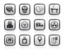 Medicine and hospital equipment icons - vector icon set