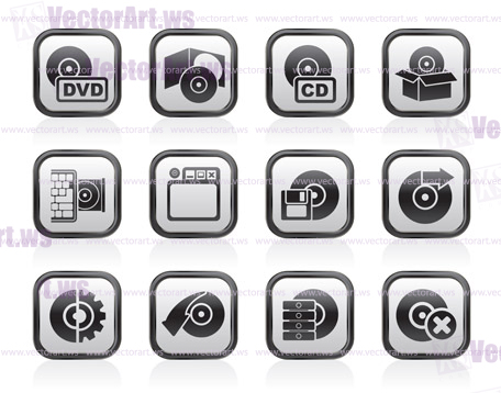 Computer Media and disk Icons - vector icon set