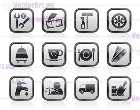 Services and business icons - vector icon set