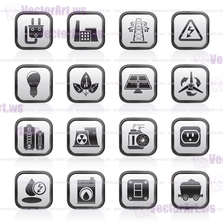 power, energy and electricity icons - vector icon set