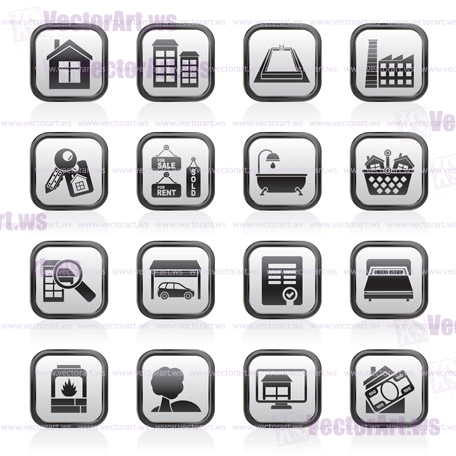 Real Estate objects and Icons - Vector Icon Set