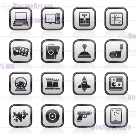 Computer Games tools and Icons - vector icon set